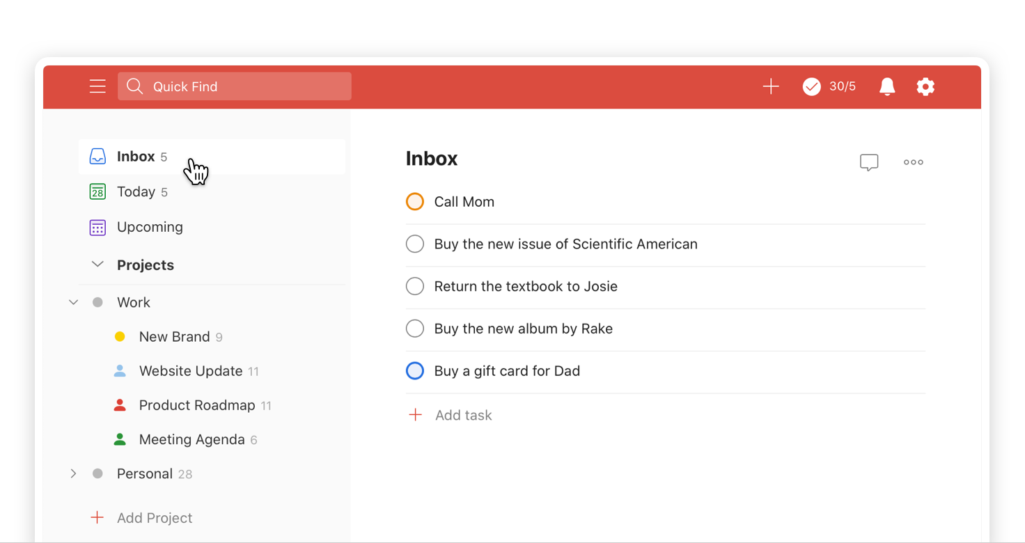 GTD-Anwendungen und -Software: Todoist